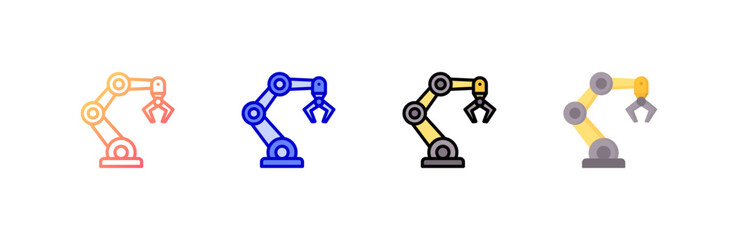 Robotic Arm icon set multiple style collection