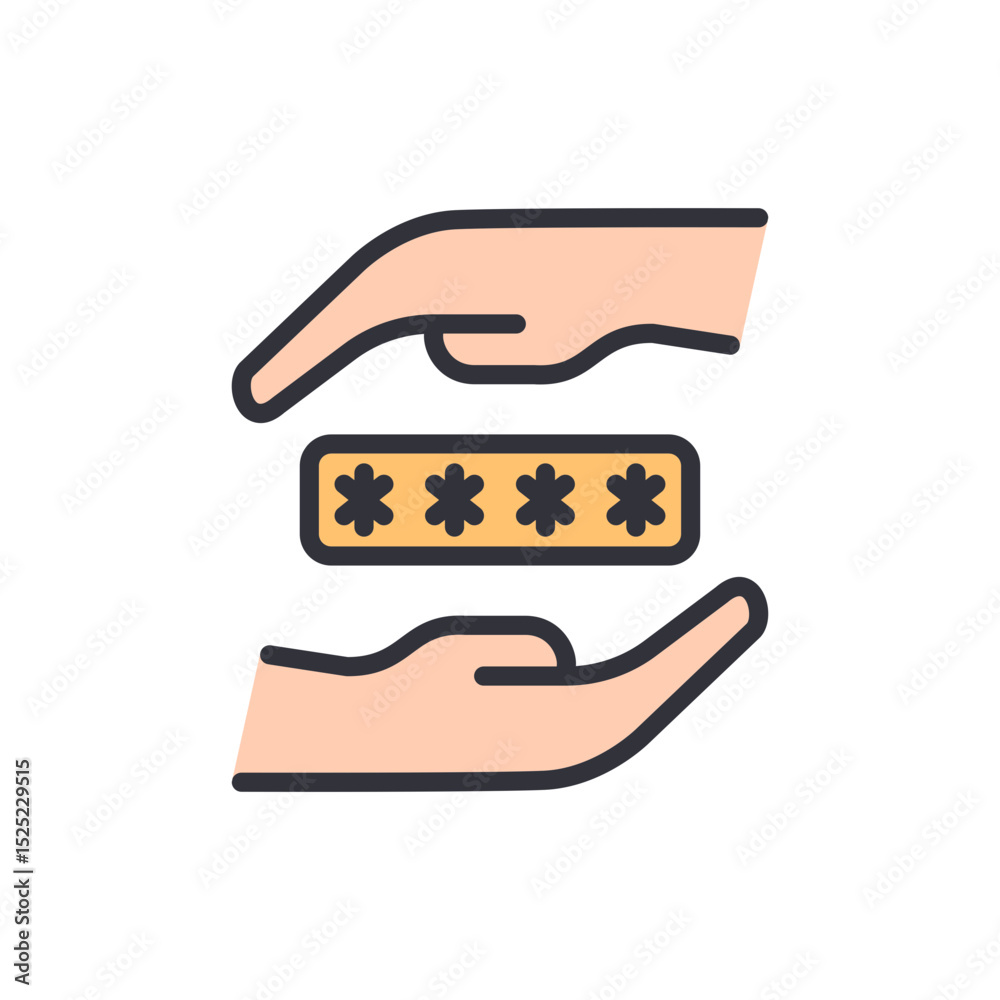 Poster hands protecting password encryption data security and privacy concept