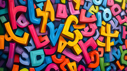 Vibrant Graffiti Alphabet: Abstract Expression of Typography and Colorful Design