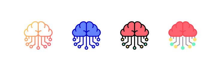 Deep Learning icon set multiple style collection