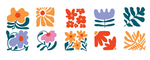 wavy groovy flower element object in Matisse naive style