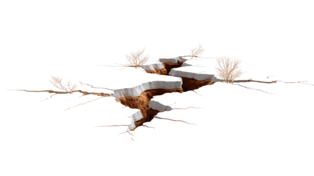 A Broken Ground: The stark image of a fractured land, a visual metaphor for vulnerability and disruption. A cracked earth.