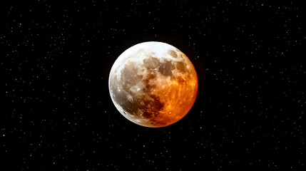 Fototapeta premium Ethereal lunar eclipse illuminating the cosmos with fiery and silver tones