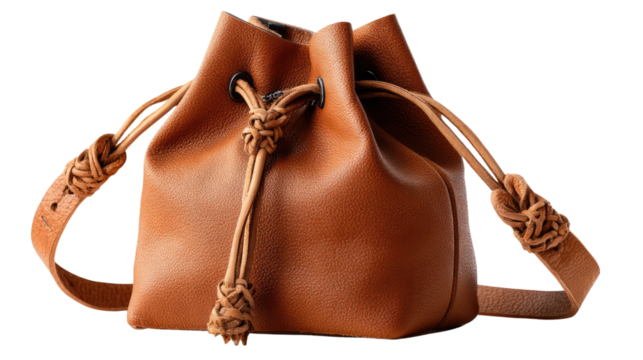 Elegant Leather Bucket Bag: A stylish, tan-colored leather bucket bag, showcasing a chic and practical design, perfect for carrying essentials with sophistication.