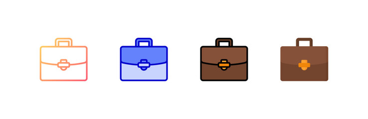 Briefcase icon set multiple style collection