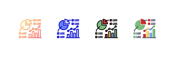 Statistics icon set multiple style collection