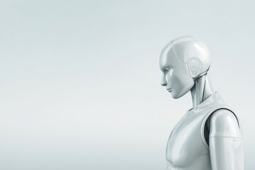 Obraz premium sleek robot on clean background emphasizing its intricate textures and details
