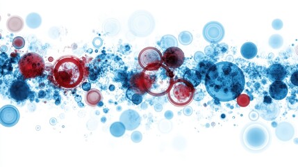 Artistic arrangement of digital pixels forming circular shapes on white transparent layer