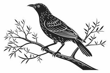 bowerbird sihouette black vector