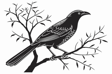 bowerbird sihouette black vector