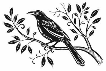 bowerbird sihouette black vector