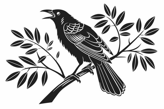 bowerbird sihouette black vector