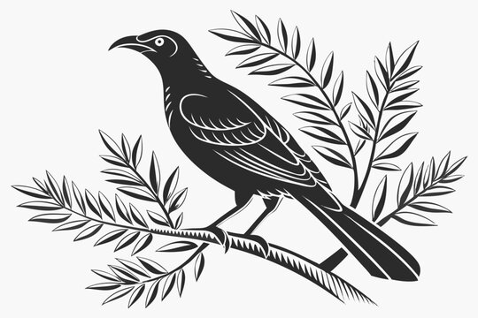 bowerbird sihouette black vector