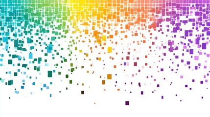 Obraz premium Color blocks forming a pixelated stripe design on a white transparent backdrop