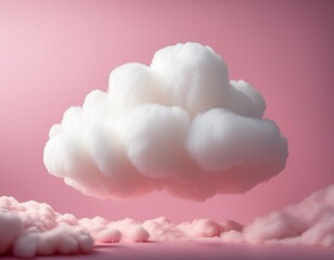 a fluffy white cloud floats softly in a pastel pink background creating a serene and dreamy atmosphere that invites tranquility and imagination