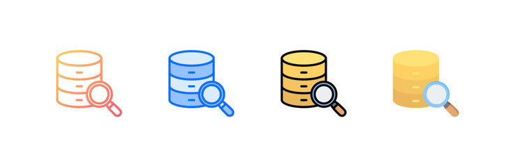 Data Searching icon set multiple style collection