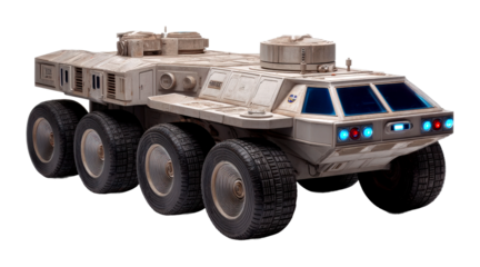 Exploring the future of transport remote-controlled rover model studio setting perspective view isolated on transparent background