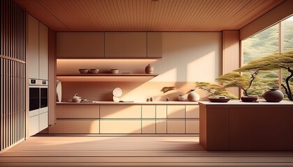japanese zen kitchen minimalist design natural wood tones and so