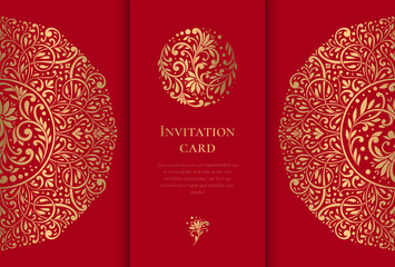 Luxury invitation card design with vector mandala pattern. Vintage ornament template. Can be used for background and wallpaper. Elegant and classic vector elements great for decoration.