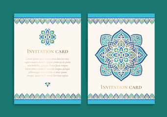 Luxury invitation card design with vector mandala pattern. Vintage ornament template. Can be used for background and wallpaper. Elegant and classic vector elements great for decoration.