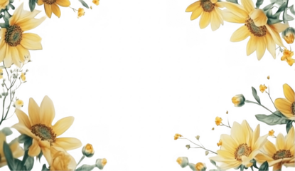 Floral Frame with Yellow Sunflowers
