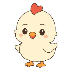 Cute Cartoon Chicken Character in Flat Vector Style