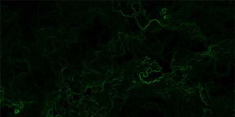 Abstract dark texture with glowing neon green fractal-like wisps and swirling tendrils against a nearly black background. luminous smoke or energy field, forming intricate organic patterns and depth.
