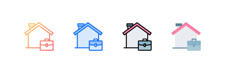 Work From Home icon set multiple style collection