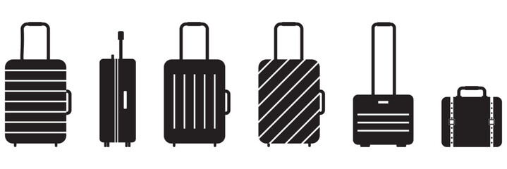Suitcase outlined and solid icon vector collection. vector illustration of a suitcase