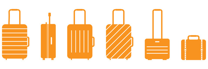 Suitcase icon in line style . Luggage icon with suitcase and travel bag outline design and copy space