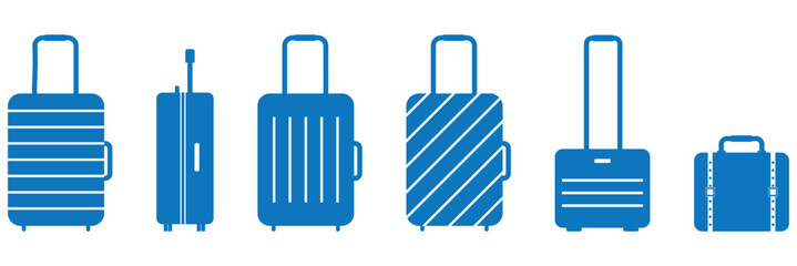 Suitcase icon in line style . Luggage icon with suitcase and travel bag outline design and copy space