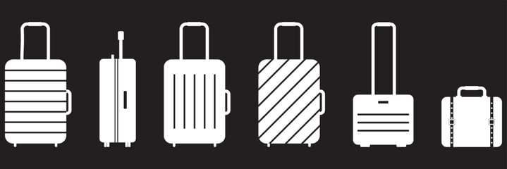 Suitcase icon in line style . Luggage icon with suitcase and travel bag outline design and copy space