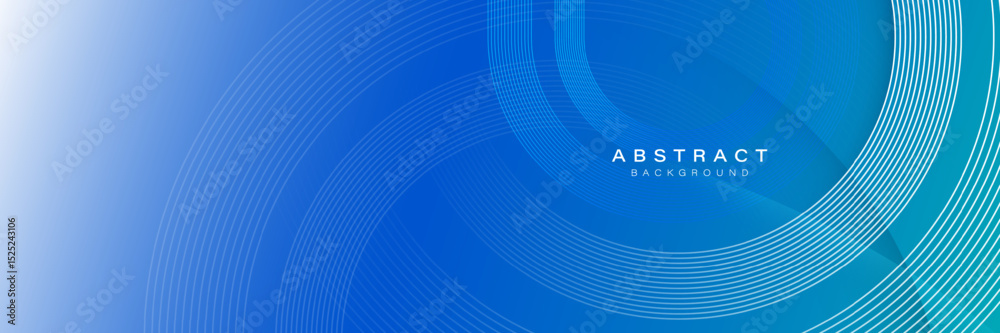 Poster Blue abstract background with circular lines and gradient geometric design