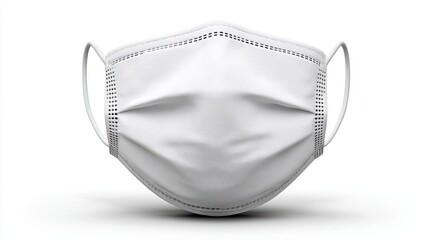 Healthcare face cover on white for safety campaigns Realistic White Face Mask Isolated on a Clean Background for Medical Use
