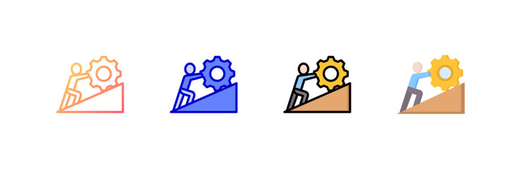 Perseverance icon set multiple style collection