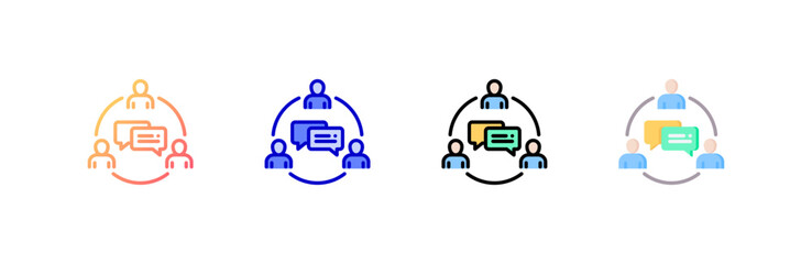 Communication icon set multiple style collection