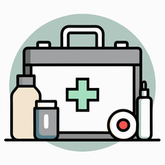 First aid kit icon illustration with medical supplies