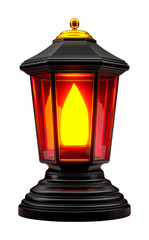 Illuminating red lantern glowing in the night urban setting warm ambiance isolated on transparent background
