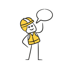 doodle engineer and speech bubble character