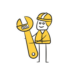 doodle engineer holding adjustable wrench character
