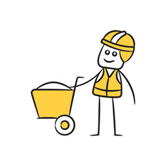 doodle engineer and mining cart character