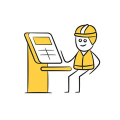 doodle engineer monitoring machine character