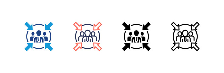 Assembly Point icon set multiple style collection