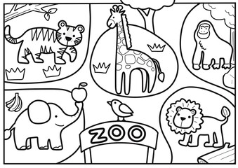 動物園の塗り絵