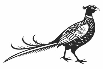 pheasant sihouette black vector