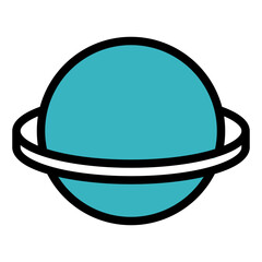 Simple drawing of a planet with a white circle surrounding it