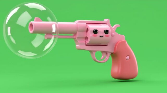 Cartoon pink toy blaster gun with keychain detail