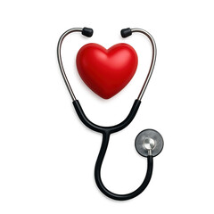 Stethoscope and heart shape symbolizing health and wellness during a medical examination