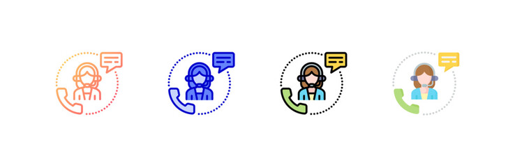 Customer Service icon set multiple style collection