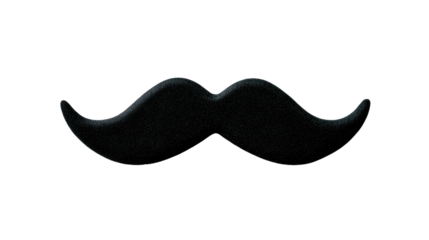 Classic Mustache : A close-up shot of a perfectly shaped, stylish black mustache, evoking a sense of classic masculinity, whimsy, and charm, capturing its smooth, symmetrical design and texture.